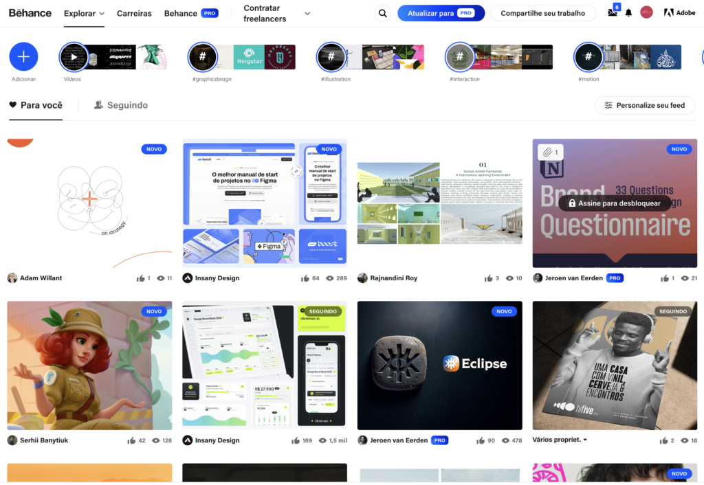7 Sites Essenciais para UX/UI Designers se Inspirarem e Aprenderem 6 Behance